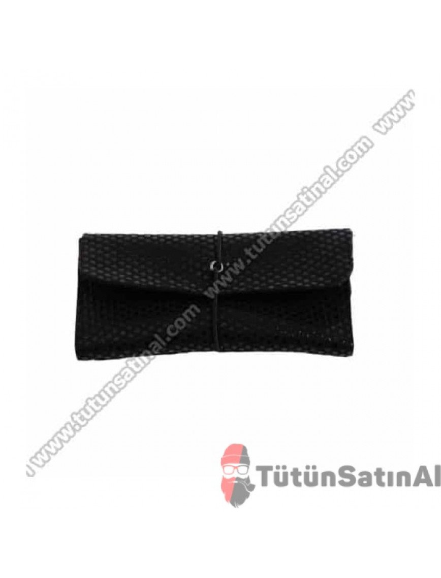 Deri Kese Orijinal Deri Tütün Kesesi - Desenli Siyah