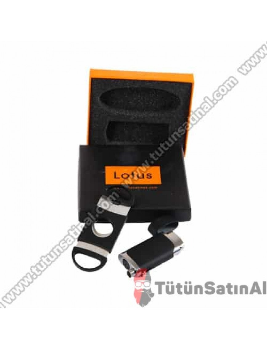 Lotus Puro Delici Çakmak Ve Puro Makası Siyah Set