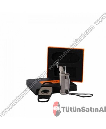 Honest Puro &Ccedil;akmağı Ve Puro Makası Set G&uuml;m&uuml;ş Grisi