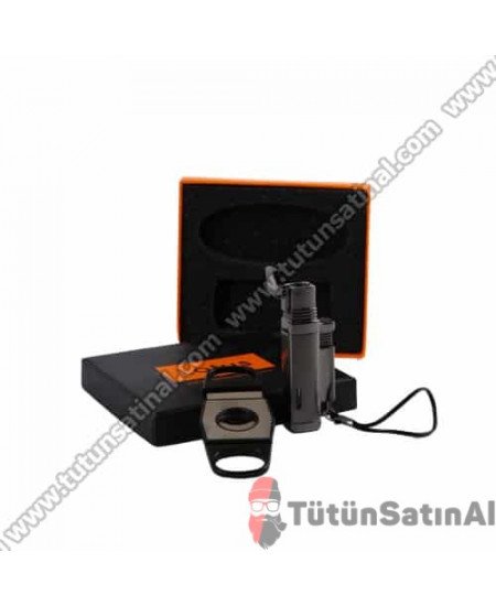 Honest Puro &Ccedil;akmağı Ve Puro Makası Set Parlak Koyu Gri